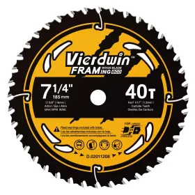 Vierdwin 975960330037 7-1/4 Inch Circular Saw Blade With 5/8 Arbor 40 Teeth Precision Wood