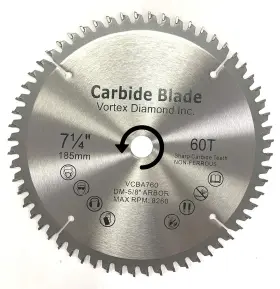 Vortex Diamond 810053730676 Vab 7-1/4inch 60 Teeth Tct Non-ferrous Metal Cutting Circular Saw Blade With