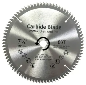 Vortex Diamond 810053730683 Vab 7-1/4 Inch 80 Teeth Tct Non-ferrous Metal Cutting Circular Saw Blade With