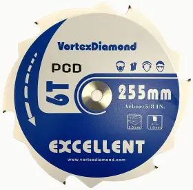Vortex Diamond 810053733554 Vtxmax 10 Inch 6 Teeth Polycrystalline Pcd Hardie Fiber Cement Saw