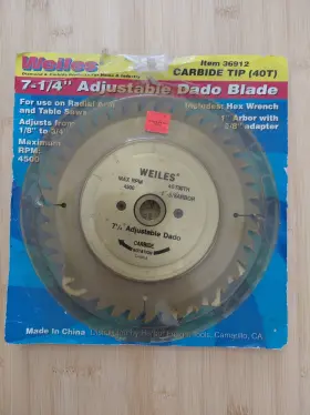 36912 Weiles Carbide Tipped 7 1/4 Inch Adjustable Dado Saw Blade 40 Tooth Nos