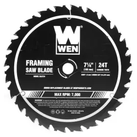 Wen 044459072416 7.25 Inch 24tooth Carbide-tipped Professional Framing Saw Blade For Miter Saws