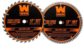 Bl1232-2 Wen 044459990826 12-inch 32-tooth And 80-tooth Carbide-tipped Black Orange