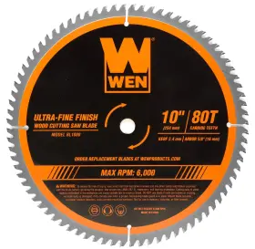 Wen 044459993643 10-inch 80-tooth Carbide-tipped Saw Blade Ultra-fine Finish For Miter/ta