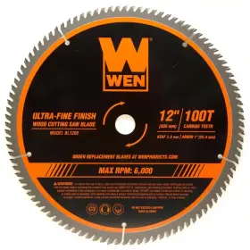 Wen 313103529553 12 Inch 100-tooth Carbide-tipped Ultra-fine Finish Professional Woodworking Saw B