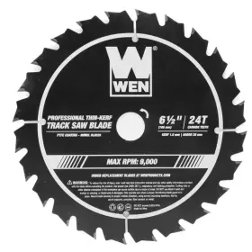 Wen 744110485301 6.5 Inch 24-tooth Carbide-tipped Thin-kerf Professional Track Saw Blade With Ptfe