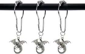 Bl1466 Wen Set Of 12 Dragon Shower Curtain Hooks Decorative Home Bathroom Flying Winged Dra