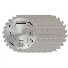 Wesleydrill 974831040204 12 Packs Circular Saw Blade Set 7-1/4 Inch X 24-tooth Carbon Steel 5/8 Ar