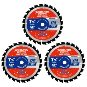 W124877ae Workpro 7-1/4 Inch Woodworking Circular Saw Blades 7.25 Black And Red