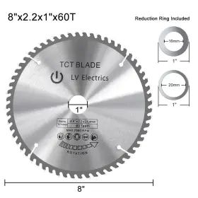 Tct10024 Xcan 8-inch 60t Circular Saw Blade For Wood Cutting Tct 1ftft Arbor Miter