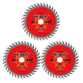 5651030036 Yokocut 3 Inch Circular Saw Blade 36t Tungsten Carbide Tooth 3-pack