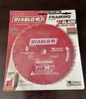 Factory Sealed Pack 7-1/4" Diablo Framing Saw Blades Teeth D0724VPX New. Price: $7.99.