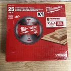 Milwaukee (48 40 1713) 1/4" 24T Construction Framing Blade Contractor 25 Pack Open. Price: $129.99.