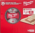 25 Pack Milwaukee 1/4 Circular Saw Blades 24 Tooth Framing 48-40-1711 New. Price: $119.00.