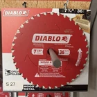 Diablo D0736GPA 7-1/4" X 36-TEETH Carbide Saw Blade For Wood And Metal New. Price: $17.99.