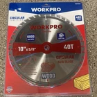 Workpro 10 In 40T Carbide Circular Saw Blade For Wood, 5/8 Arbor New. Price: $11.99.
