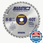 Irwin Tools Marathon Carbide Table/miter Circular Blade 8 1/4-INCH 40T New. Price: $54.39.