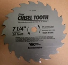 Vermont American 7 1/4" 20 Teeth Circular Saw Blade Steel Chisel Tooth New. Price: $8.99.