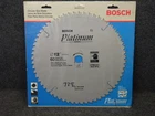 Nos! Bosch 12" 60-TOOTH Platinum Saw Blade, 1" Arbor, Carbide Tipped, #BB1260M Open. Price: $44.99.