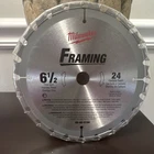 Milwaukee Framing Circular Saw Blade 6-1/2IN 24T Carbide For Wood 48-40-4108 New. Price: $20.00.