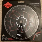 * Skilsaw 7-1/4-IN 24-TOOTH Carbide Circular Framing Blade 75924 New. Price: $19.99.