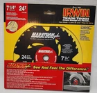 Irwin Marathon 14130 7-1/4" 24 Tooth Portable Corded Circular Saw Blades New. Price: $10.95.