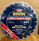 New Irwin 3-PACK 24T Circular Saw Blades 1/4" Weldtec 1974249 184MM. Price: $24.99.