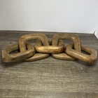 Link Wood Chain Sculpture Modern Farmhouse Bohemian Accent 15" Length 1" Thick Used. Price: $19.99.