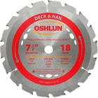 Oshlun SBM-072518 7-1/4-INCH Tooth Atb Deck And Nail Saw Blade With 5/8-INCH New. Price: $19.87.