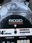 Lot Of 2 Diamond Concrete Saw Blades 14 Ridgid & H8D Core Cut Masonry New. Price: $130.00.