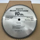 Craftsman 10" 72 Tooth Combination/cabinet Work Steel Saw Blade,fits 5/8" Arbor Used. Price: $22.95.