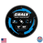 Craly 10 Inch 80 Teeth Ultra Fine Finish Wood Cutting Circular Saw Blade, 5/8 New. Price: $43.36.