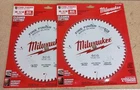 (2) Milwaukee 8-1/2" 60 Tooth Fine Finish Circular Saw Blades 48-40-0826 New. Price: $81.97.