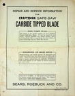 Craftsman Safe-saw Repair And Service Information Vintage (1954) Used. Price: $12.49.