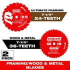7-1/4 In. 24-TOOTH Demon Framing/demolition And X 36-TOOTH Wood New. Price: $44.77.