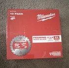 Milwaukee 48-41-0713 7-1/4" 24T Carbide Framing Circular Saw Blade 10PK New. Price: $40.00.