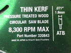 Hitachi 320843 Circ. Saw Blade 7-1/HIN Kerf Atb New SURPLUS4" 24T Carbide C2. Price: $14.97.