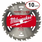 Milwaukee 48-41-0710 7-1/4" 24T Basic Framer Circular Saw Blade (10PACK) New. Price: $89.20.