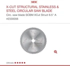 Hilti Circular Saw Blade Scbm Xcut Struct 6.5" #2330056 New. Price: $60.00.