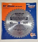 American Tool Co. 10" 40 Carbide Tooth Circular Saw Blade #15270 5/8" Arbor New. Price: $19.99.