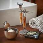 Tiger Eye 5 Pcs Shave Set Shaving Brush Razor Bowl Stand Replacement Blades Kit New. Price: $40.70.
