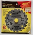 Circular Saw Blade 3/8" Carbide 20 Tooth Irwin Marathon 14000 - Nos New. Price: $9.45.