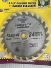 Framing Circular Saw Blade 7.25" Cummins 24 Carbide Teeth 5/8 Arbor New. Price: $6.99.