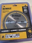 Dewalt DWAM71460 7-1/4 60T Aluminum Titanium Carbide Saw Blade New. Price: $38.00.