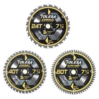 Tolesa 7 1/4 Circular Saw Blade 24/40/60 Teeth With 5/8" Arbor, Atb Carbide T... New. Price: $47.82.