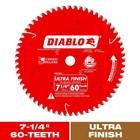 Diablo 7-1/4IN. X 60-TOOTH Ultra Finish Circular Saw Blade For Wood Open. Price: $14.99.