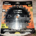 Black & Decker Piranha Circular 7-1/4" Saw Blade, Carbide Teeth, #77-240, New. Price: $10.00.