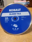 New Kobalt 1615980 10" Glass Tile Wet Diamond Saw Blade 5/8" Arbor Open. Price: $36.00.