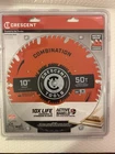 Crescent 10" X 50-TOOTH Combination Circular Saw Blade CSBCM-1050 New. Price: $18.99.