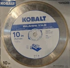 Kobalt 1615980 10" Glass Tile Wet Diamond Saw Blade 5/8" Arbor New. Price: $39.99.